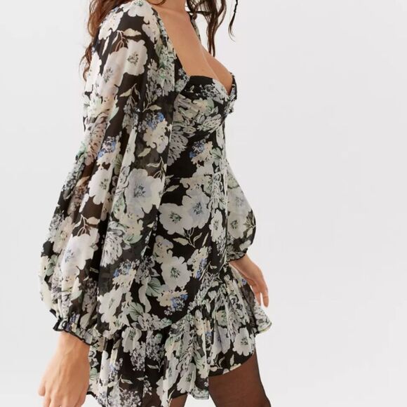 Urban Outfitters Love Triangle Moonstruck Floral Cutout Mini Dress - Picture 2 of 5